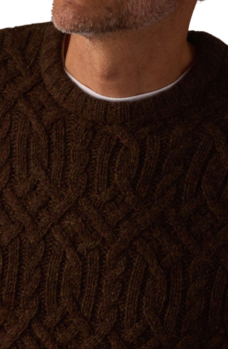 The Normal Brand Trellis Cabled Wool Blend Crewneck Sweater, Alternate, color, Dark Brown