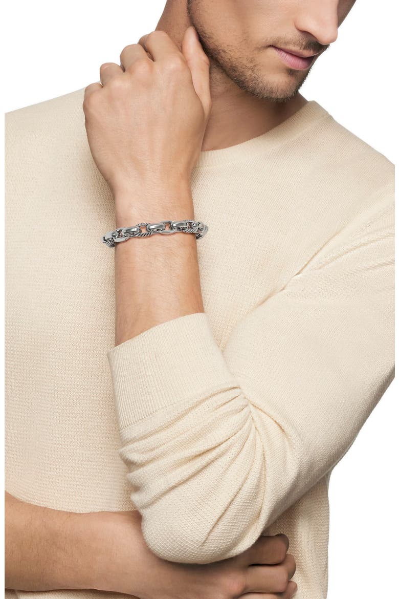 Men's Chevron Oval Link Bracelet in Sterling Silver, Alternate, color, SILVER