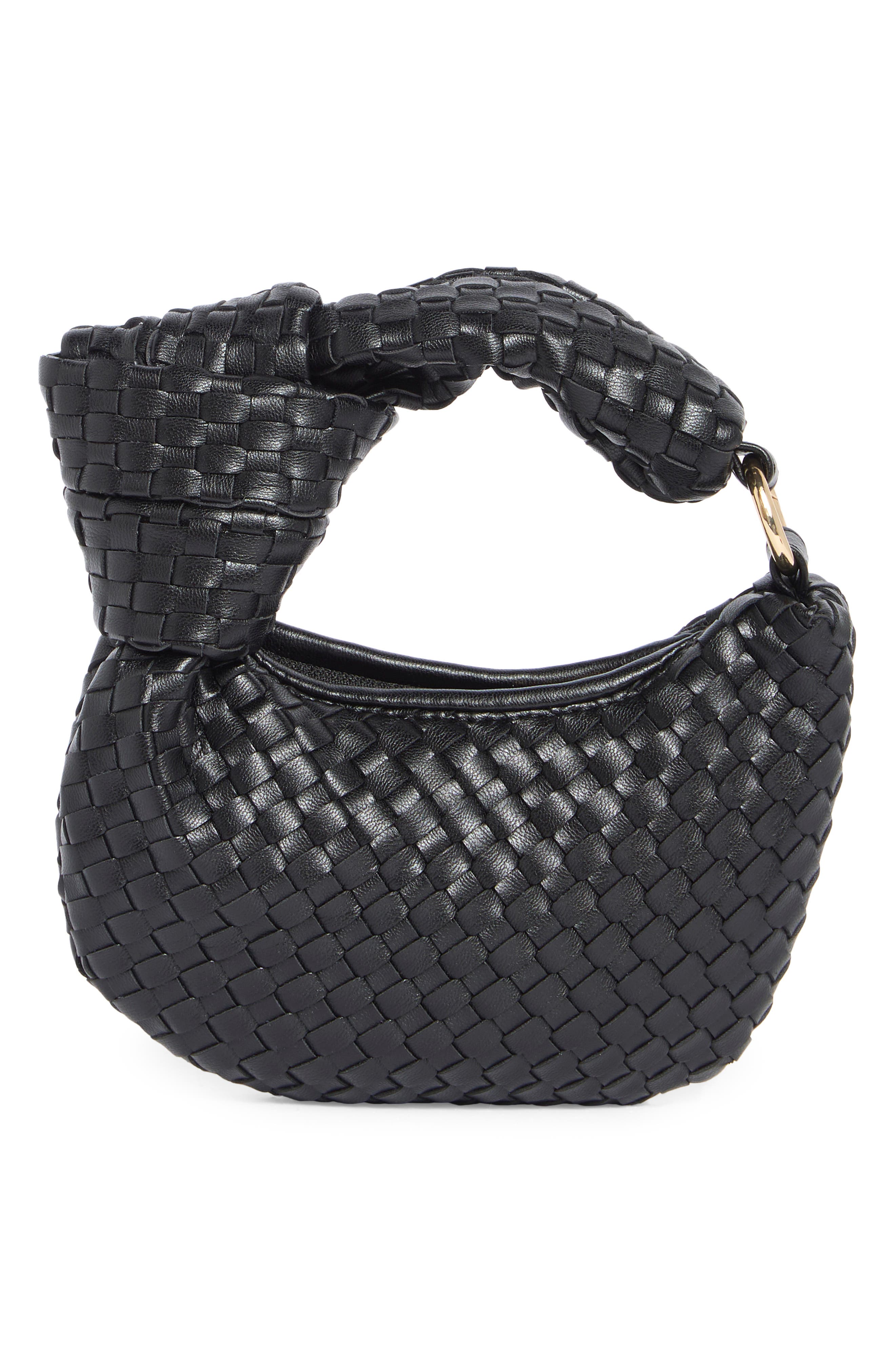 Melie Bianco Brigitte Mini Woven Bag Charm, Alternate, color, Black