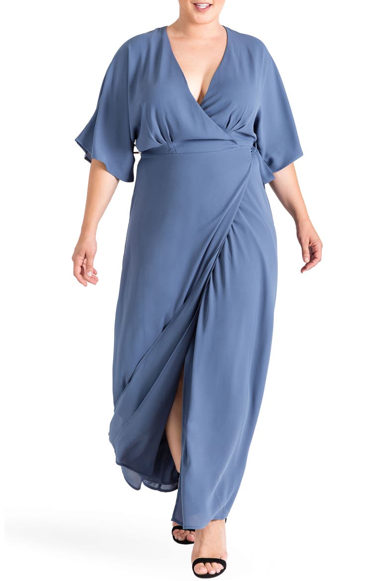 Olivia Wrap Maxi Dress, Main, color, SLATE