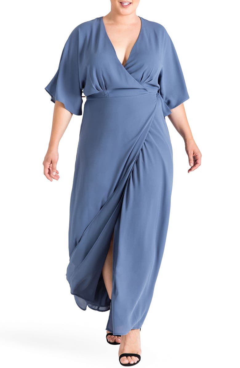 Standards & Practices Olivia Wrap Maxi Dress, Main, color, Slate