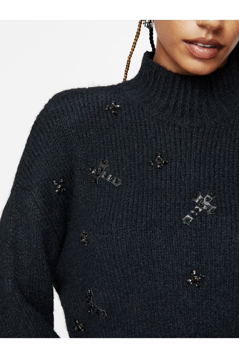 Phantom Cotton Cross Sweater, Alternate, color, Black