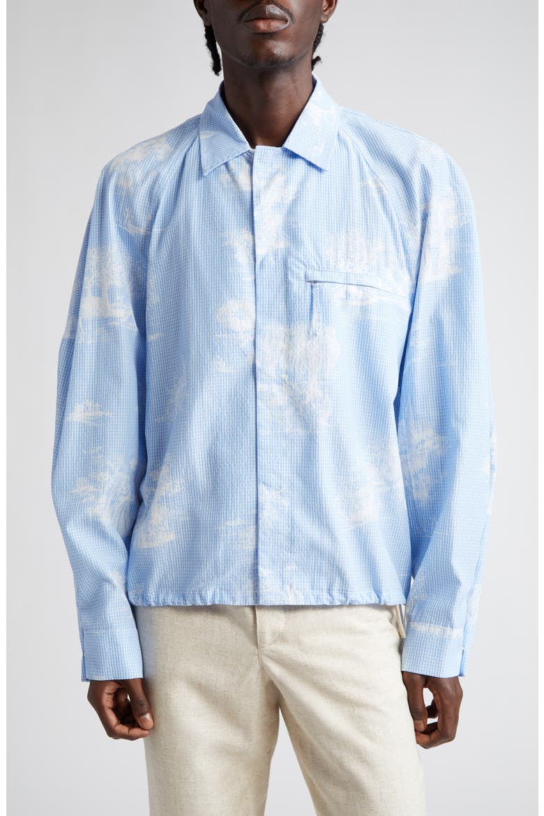 La Chemise Criollo Gingham Toile Shirt Jacket, Main, color, PRINT TOILE DE JOUY BLUE