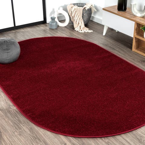 Haze Solid Low-Pile Oval Area Rug