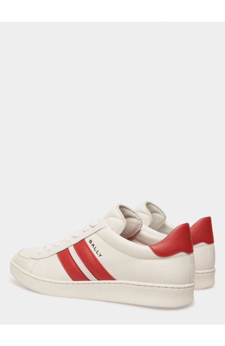 Bally Tennis Sneaker in and Candy Leather, Alternate, color, White/Candy Red