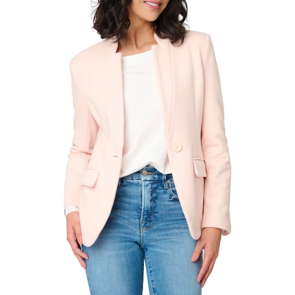 Gibsonlook Inverted Notch Collar Cotton Blend Knit Blazer In Pink