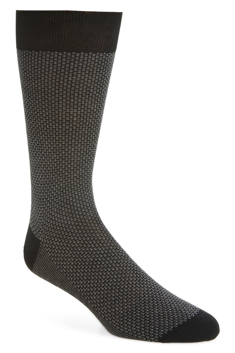 Cotton Jacquard Dress Socks, Main, color, BLACK
