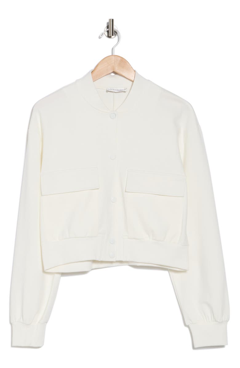 PATRIZIA LUCA Utility Pocket Crop Bomber Jacket, Alternate, color, Off White