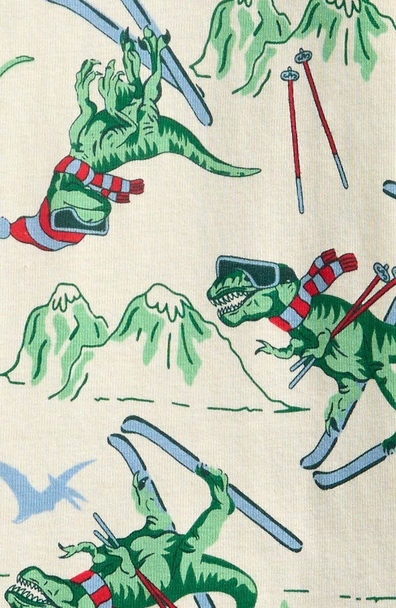 Nordstrom Kids' Print Fitted Cotton Pajamas, Alternate, color, Ivory- Green Dino Skis
