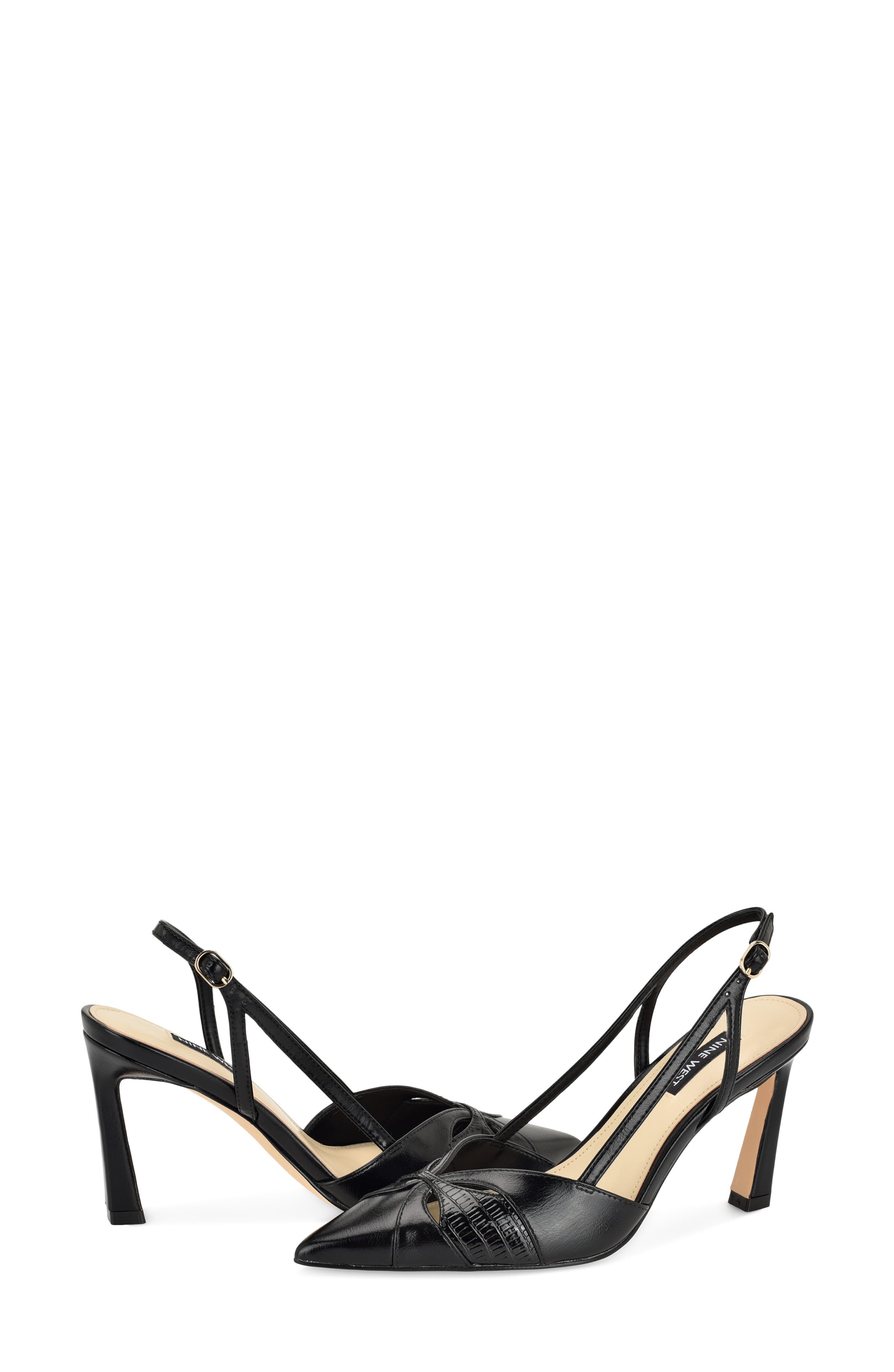 Darella Pointed Toe Slingback Pump, Alternate, color, BLACK