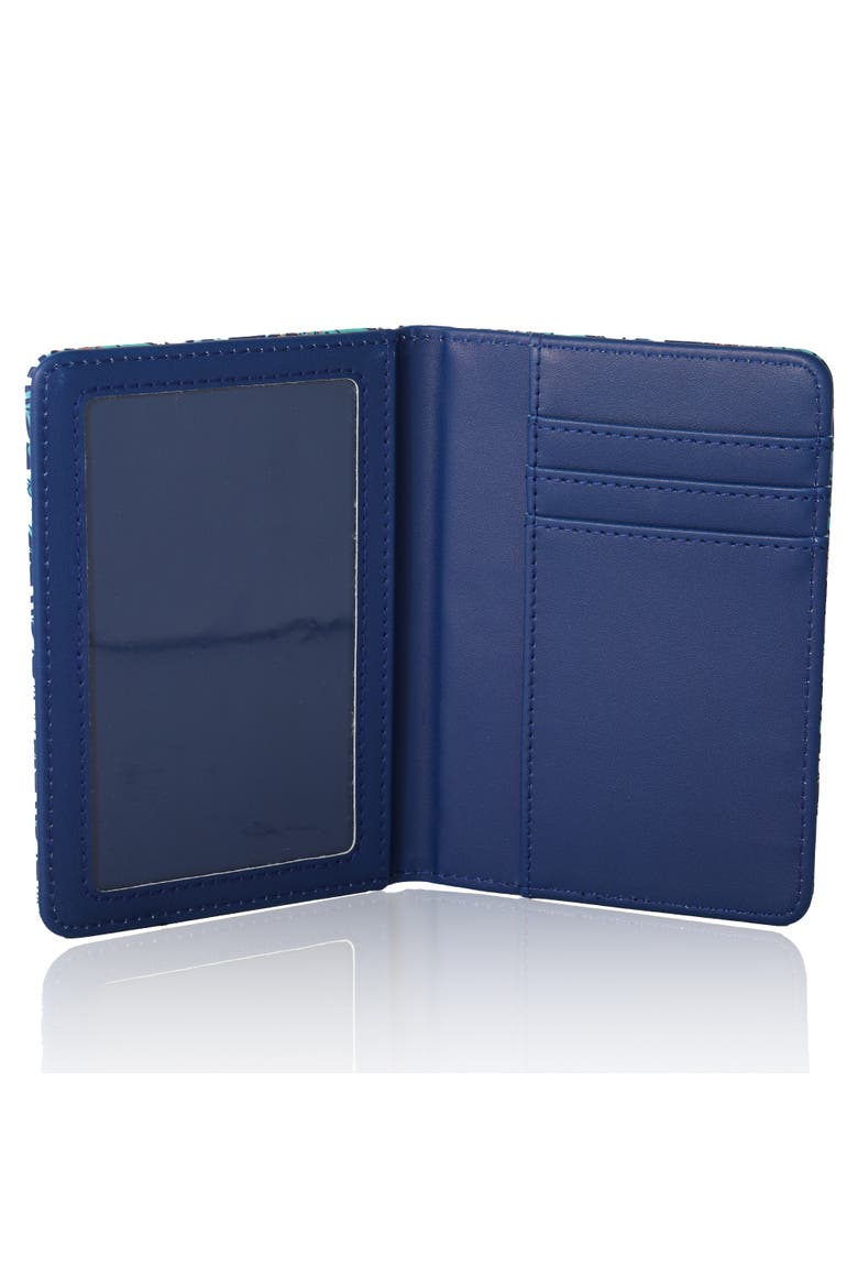 Navy Hawaiian Print Passport Holder, Alternate, color, Blue