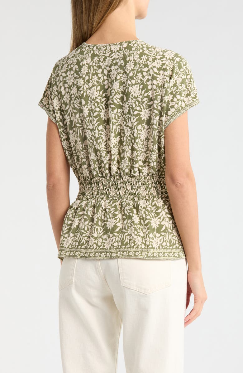 MAX STUDIO V-Neck Short Sleeve Pleated Top, Alternate, color, Sage Summer Shilhouette