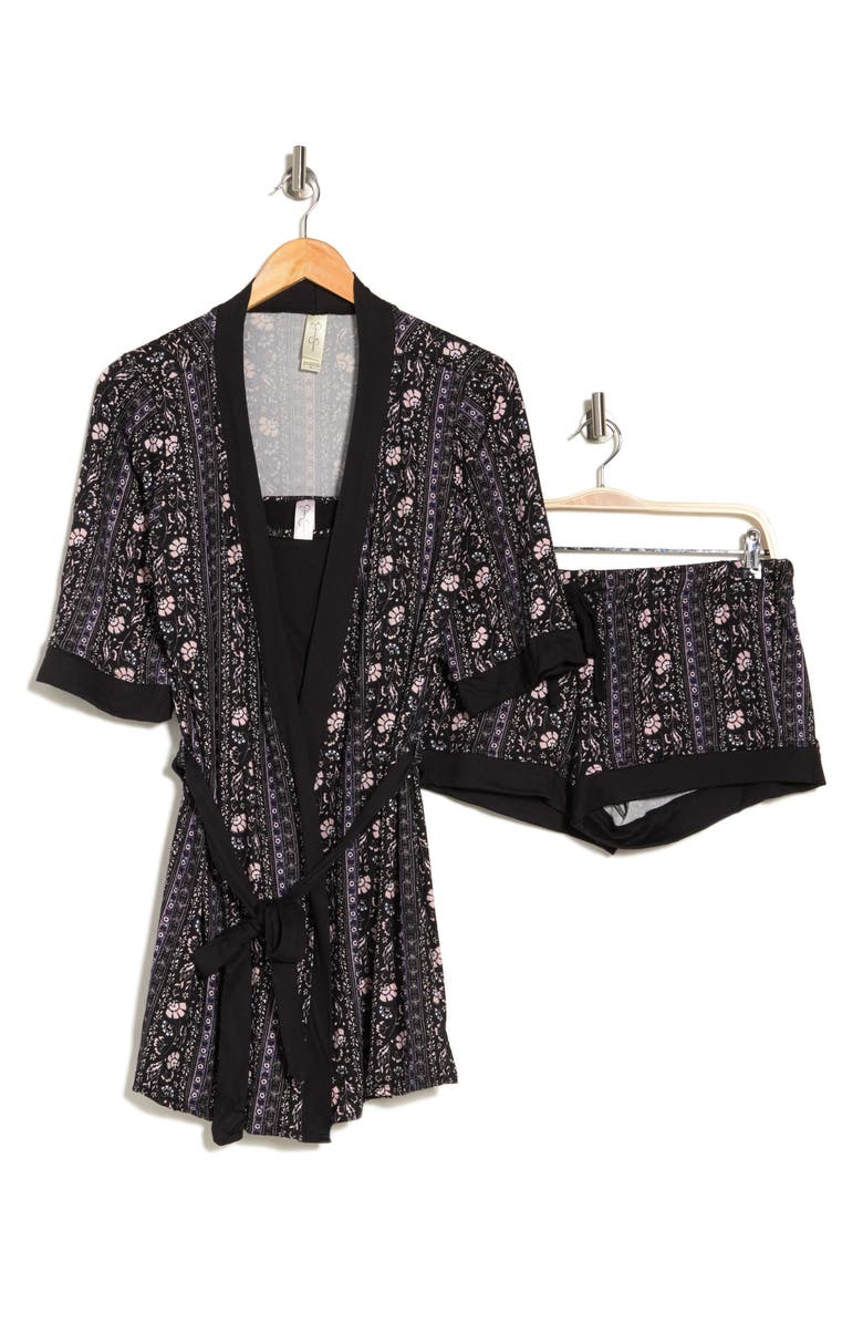 Jessica Simpson Floral Print 3-Piece Pajama Set, Alternate, color,