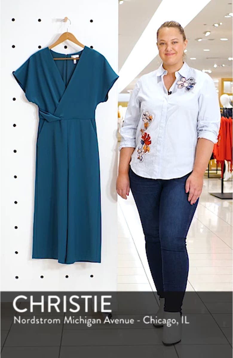 Surplice Wide Leg Crop Jumpsuit, sales video thumbnail