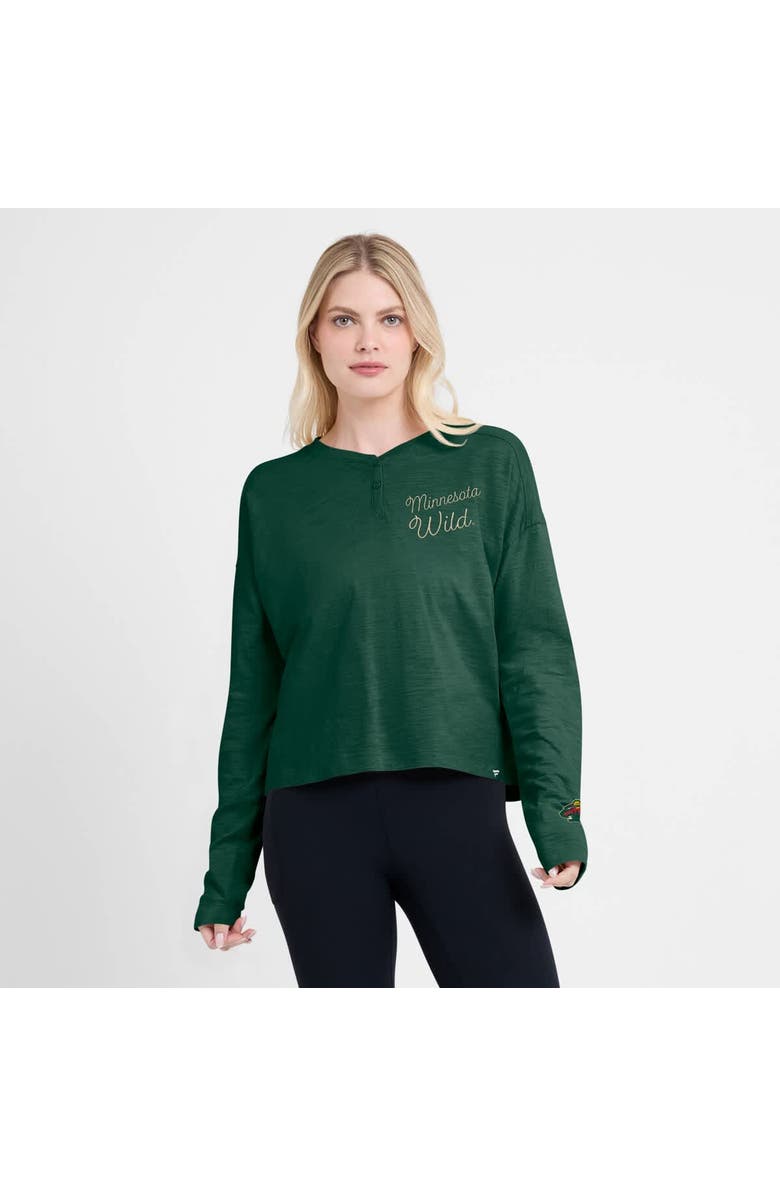 FANATICS Women
s Fanatics Green Minnesota Wild Oversized All Out Effort Long Sleeve Henley T-Shirt, Alternate, color, Green