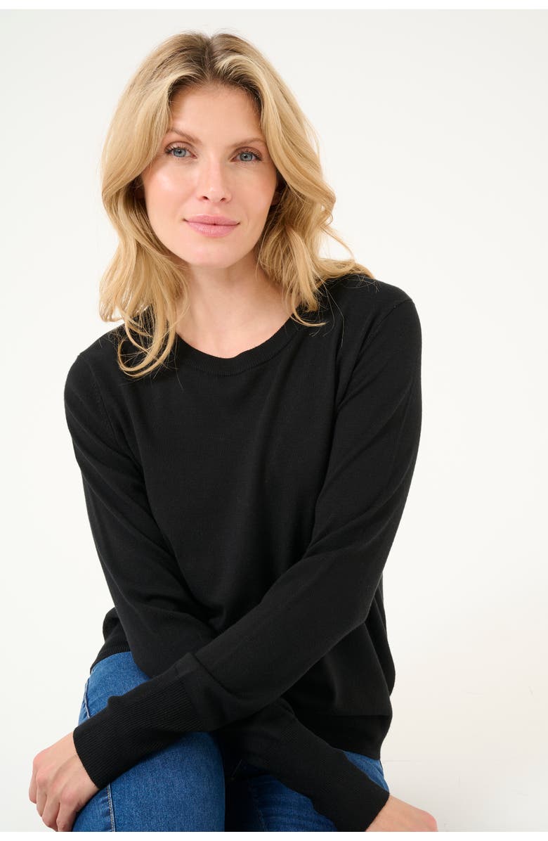 Kaffe KAlizza Round Neck Regular Fit Pullover, Alternate, color, Black Deep