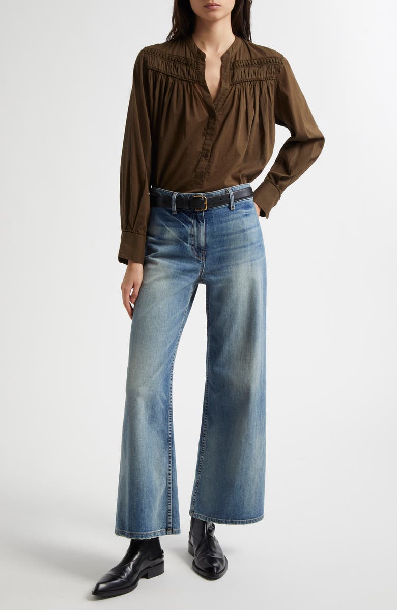 Nili Lotan Clarys Shirred Yoke Top, Alternate, color, 