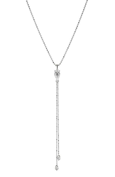 Cubic Zirconia Pear Drop Y-Necklace