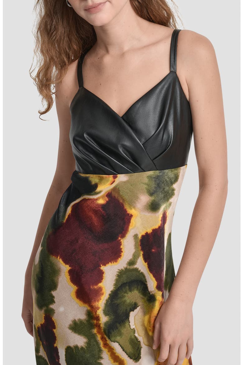 Faux Leather Mixed Media Midi Dress, Alternate, color, INK DIFFUSION