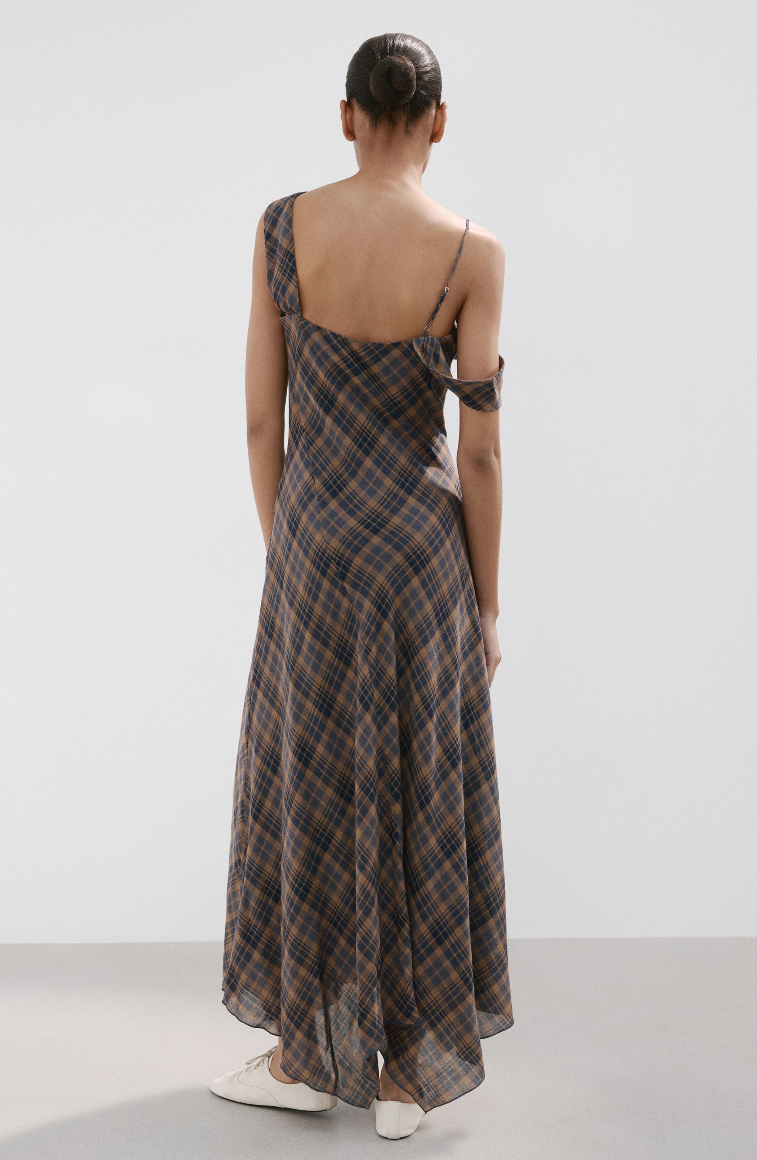 Plaid Asymmetric Sleeveless Dress - image 2