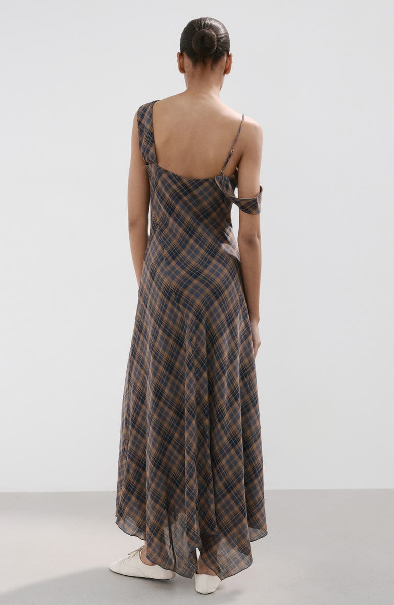 MANGO Plaid Asymmetric Sleeveless Dress, Alternate, color, 