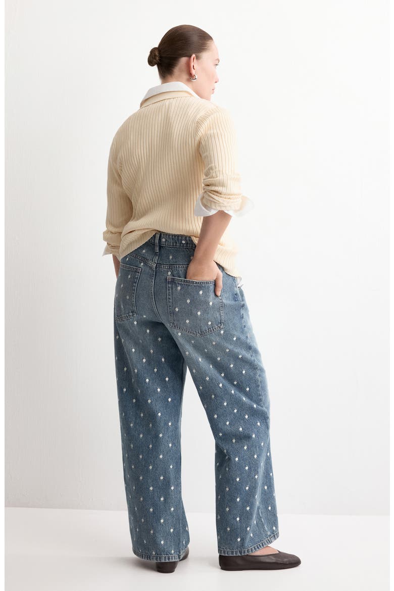 Polka Dot Straight Leg Jeans, Alternate, color, MEDIUM BLUE