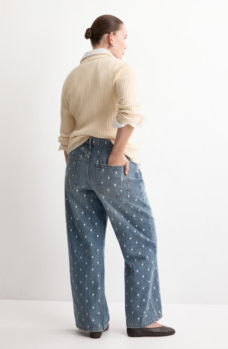 MANGO Polka Dot Straight Leg Jeans, Alternate, color, Medium Blue