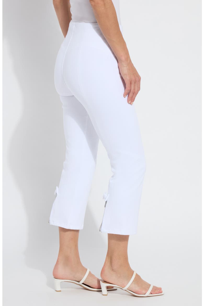 The Lizzette Bow Zip Hem Crop Flare Pants, Alternate, color, WHITE