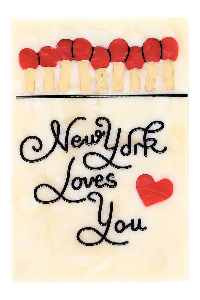New York Loves You Hand-Painted Tray, Main, color, CREAM