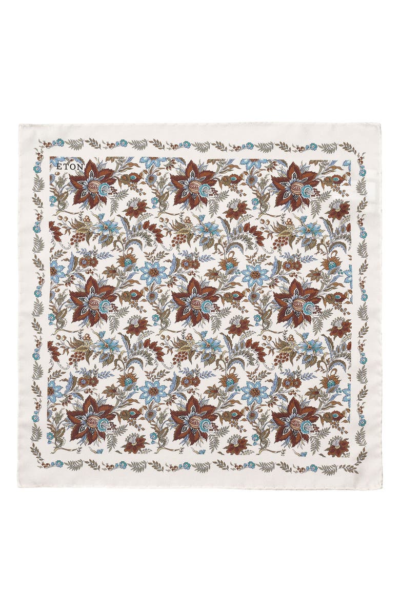 Eton Floral Silk Pocket Square, Alternate, color, Light Beige