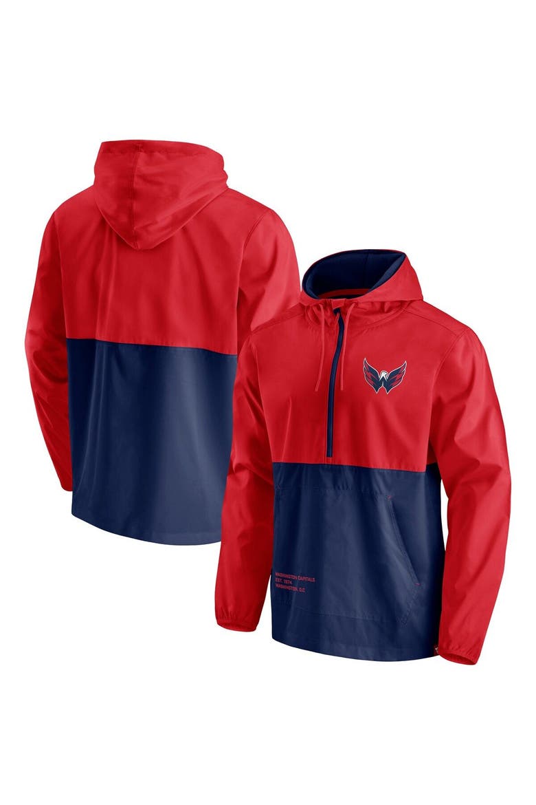 Men's Fanatics Branded Red/Navy Washington Capitals Thrill Seeker Anorak Half-Zip Jacket, Main, color, Red