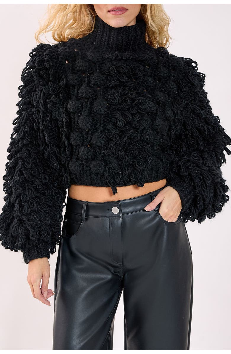 NASTY GAL High Neck Cropped Sweater, Alternate, color, Black