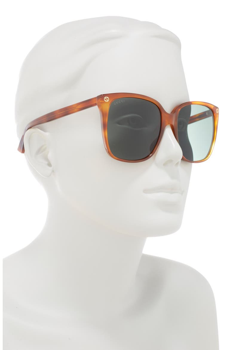 57mm Cat Eye Sunglasses, Alternate, color, HAVANA HAVANA GREEN