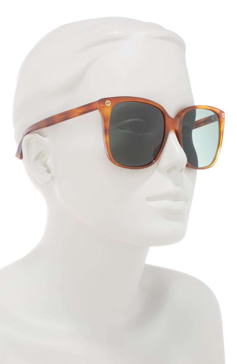 Gucci 57mm Cat Eye Sunglasses, Alternate, color, Havana Havana Green