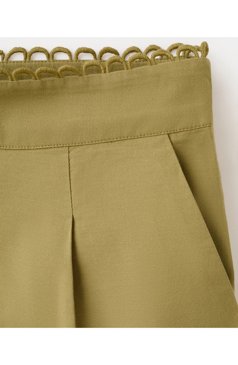 MANGO Eyelet Embroidery High Waist Shorts, Alternate, color, Green