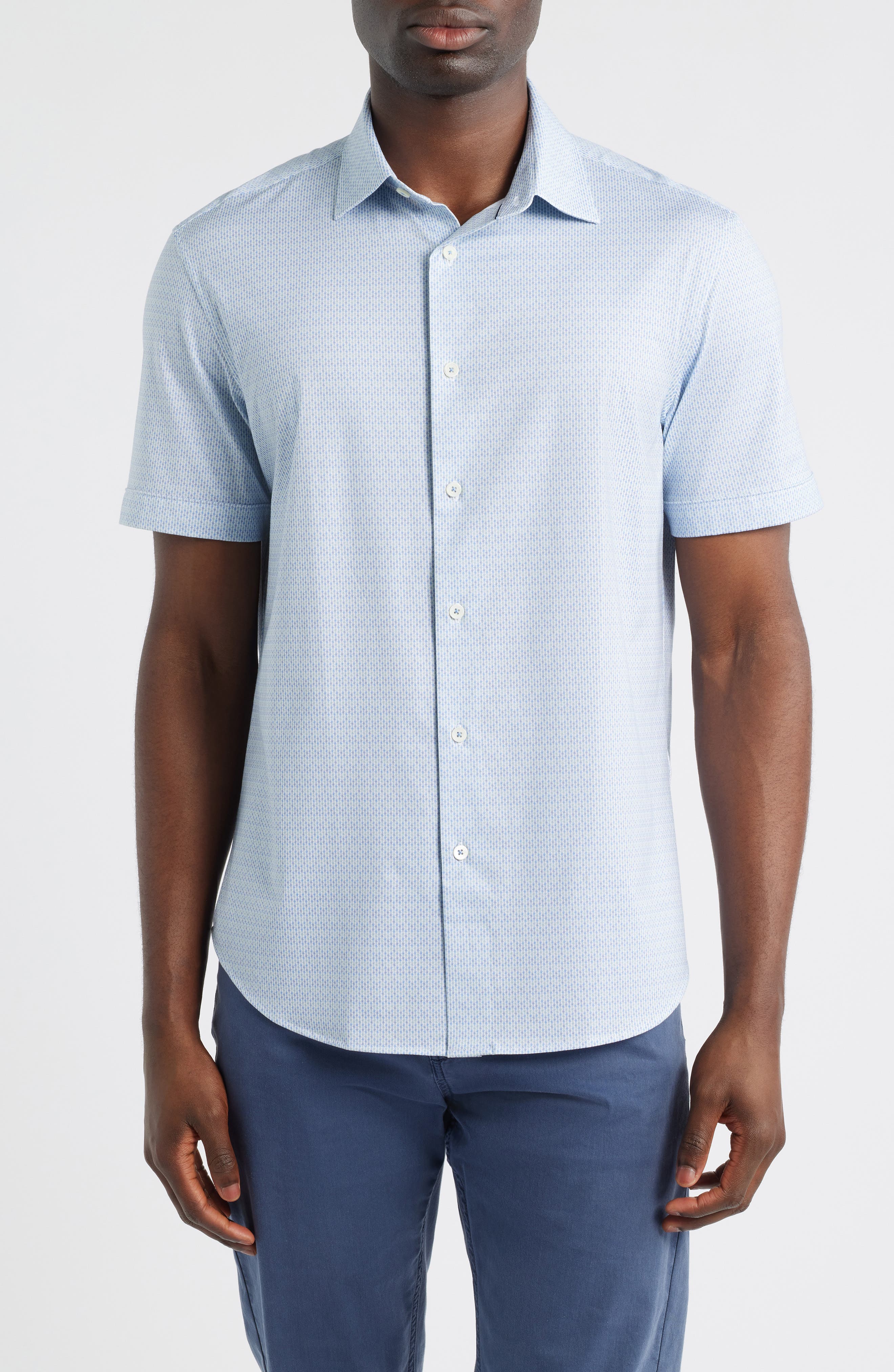Miles OoohCotton® Geo Print Short Sleeve Button-Up Shirt