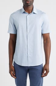 Bugatchi Miles OoohCotton® Geo Print Short Sleeve Button-Up Shirt