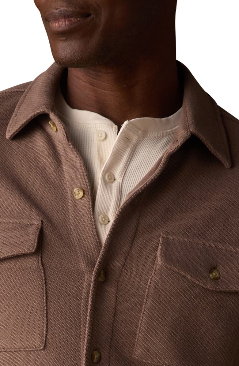 The Normal Brand Looped Terry Button-Up Shirt, Alternate, color, Cedar