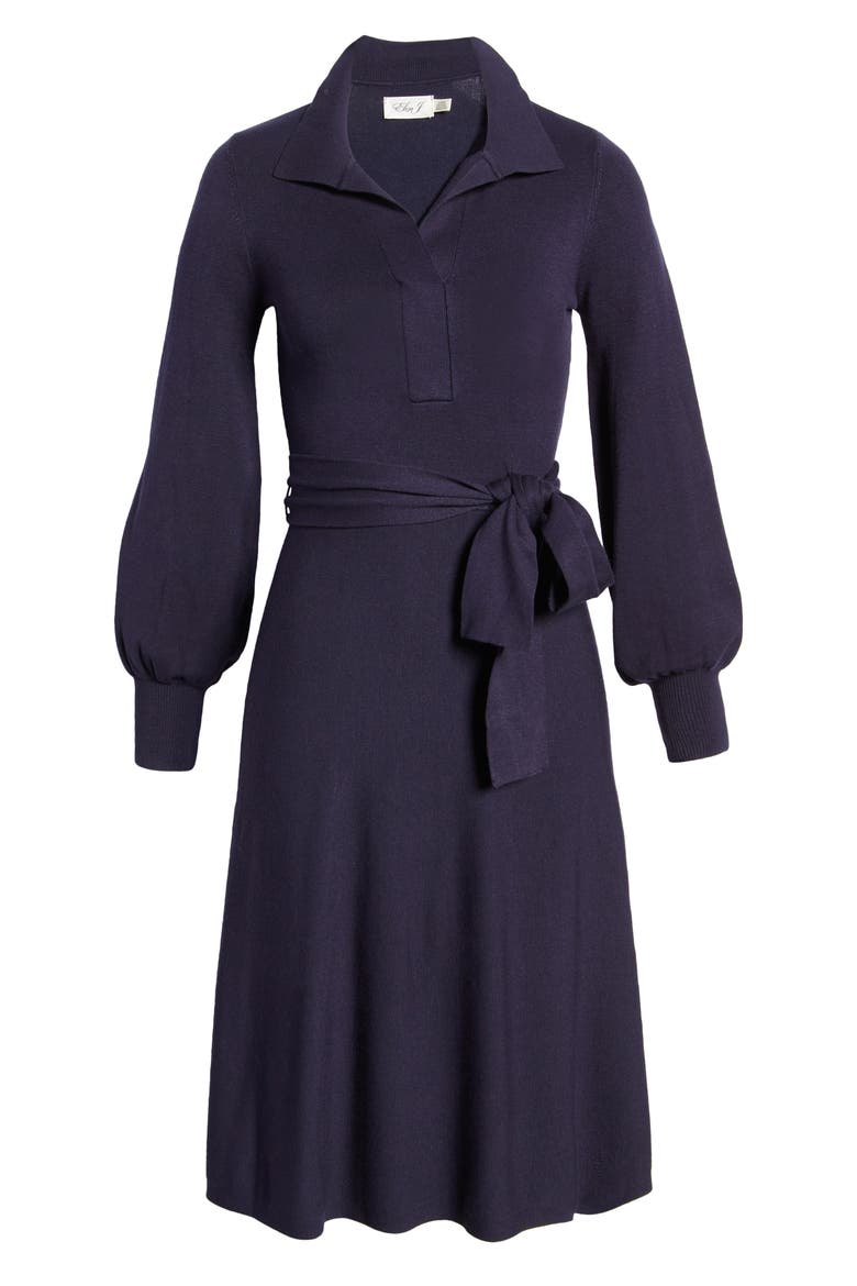 Ballon Long Sleeve Sweater Dress, Alternate, color, NAVY