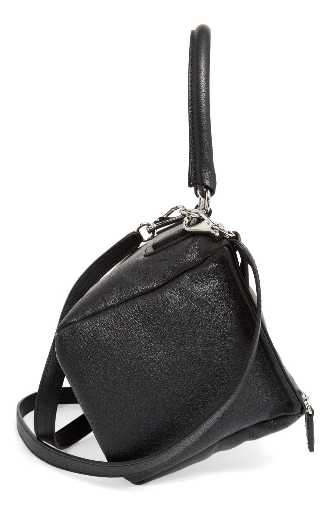 Small Pandora Leather Satchel, Alternate, color, BLACK