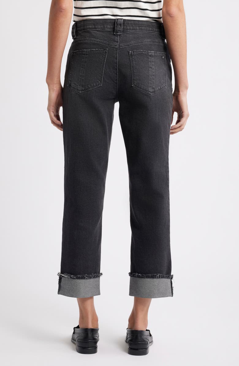Wit & Wisdom High Waist Fray Hem Jeans, Alternate, color, Washed Black Artisanal