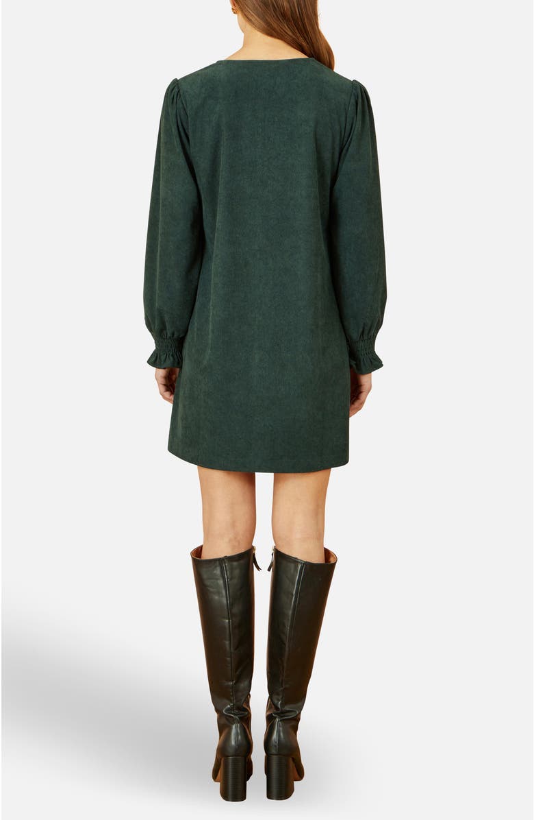 Yumi Long Sleeve V-Neck Mini Dress, Alternate, color, Green