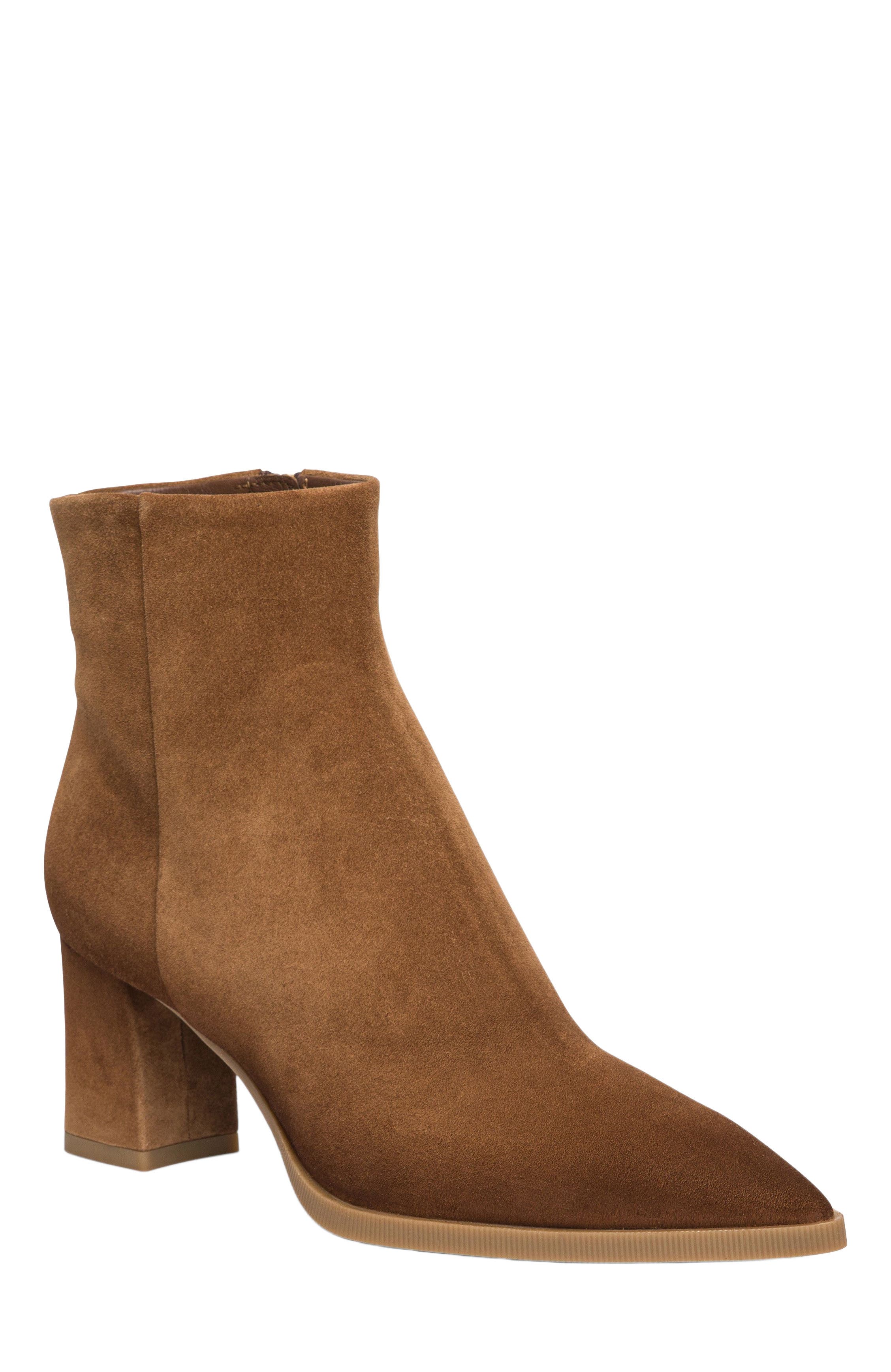 Santoni Women's suede ankle boot, Alternate, color, Brown