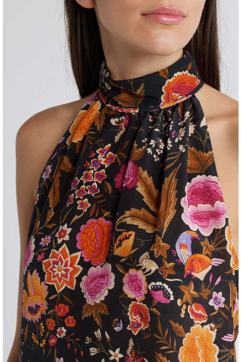 Madison Floral Silk Halter Top, Alternate, color, BLACK MULTI