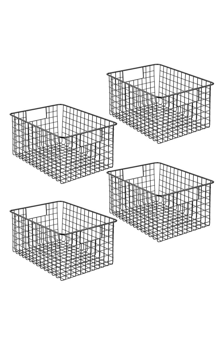mDesign Metal Wire Food Organizer Basket with Built-In Handles, 12 x 9 x 6 - 4 Pack, Main, color,