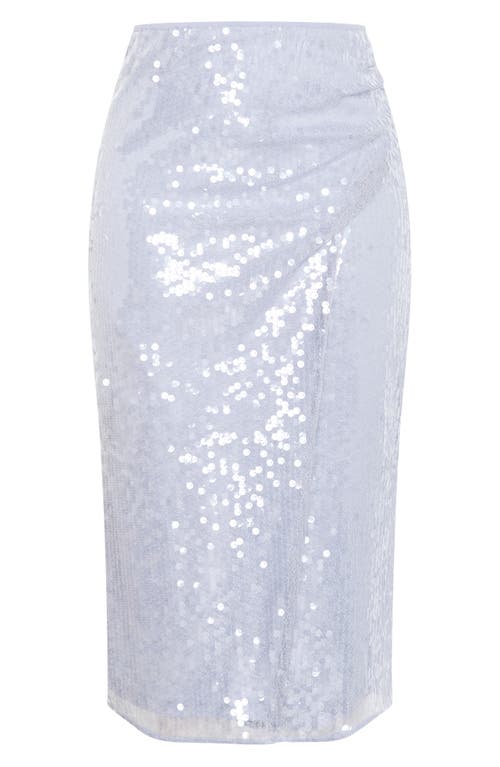 City Chic Sequin Midi Skirt In Silver