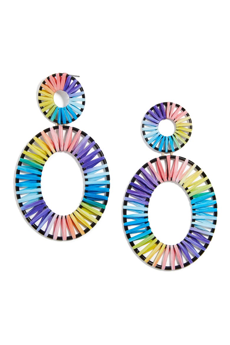 Kiera Raffia Drop Earrings, Main, color, NATURAL