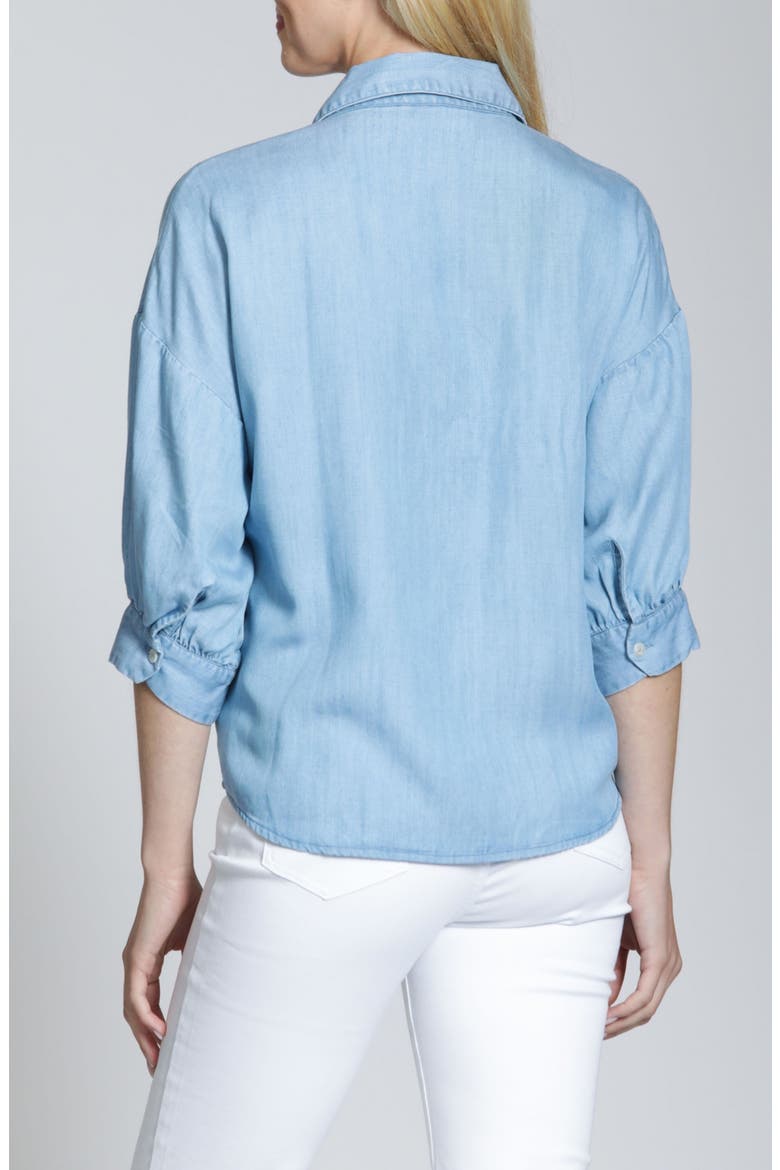 Blouson Sleeve Woven Shirt, Alternate, color, LIGHT INDIGO