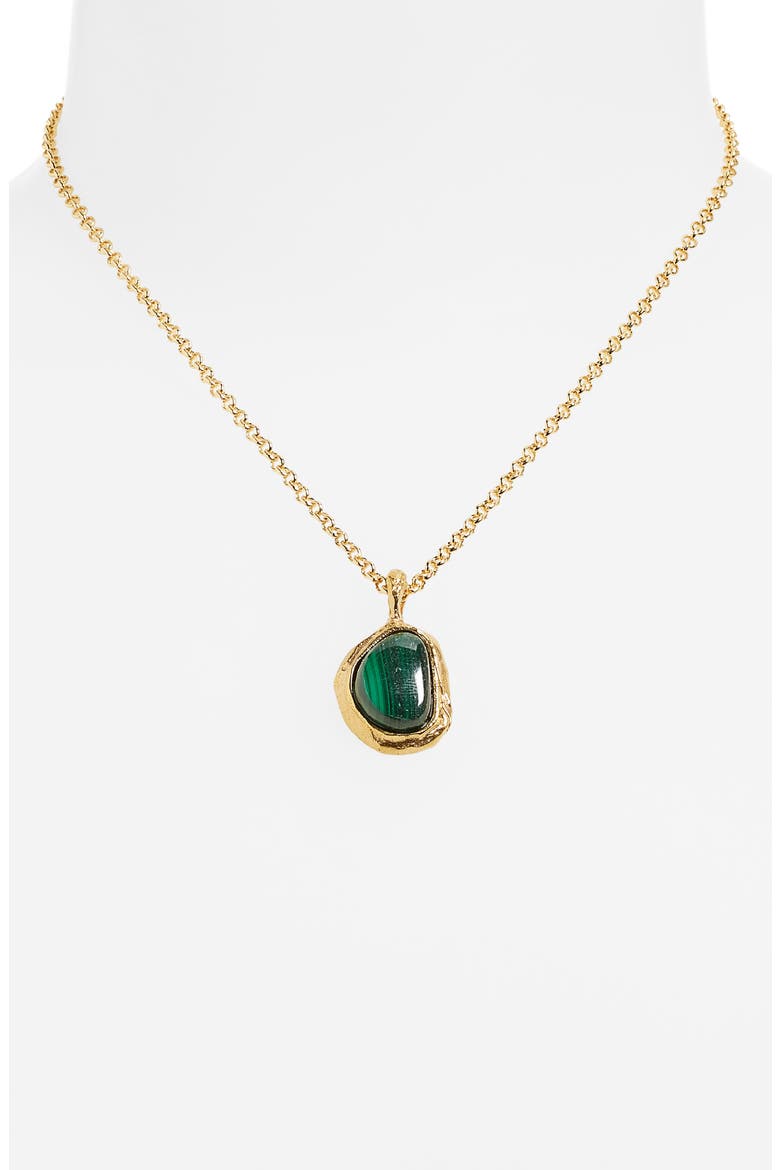 The Droplet of the Mountain Malachite Pendant Necklace, Alternate, color, 24 GOLD