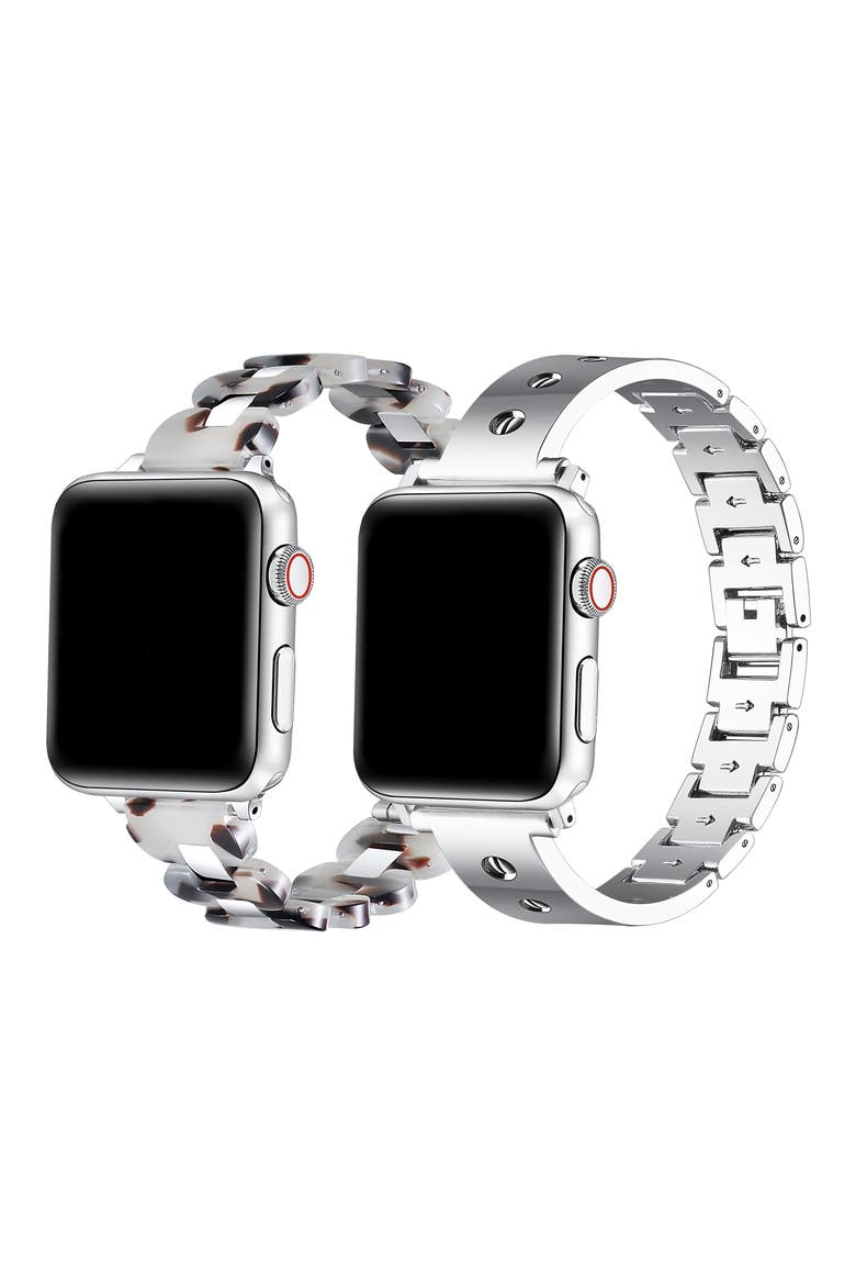 Aria Quinn 2-Pack Apple Watch® Watchbands, Alternate, color, SILVER